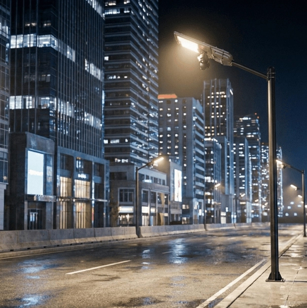 ضوء الشارع بالطاقة الشمسية مع سبب الكاميرا